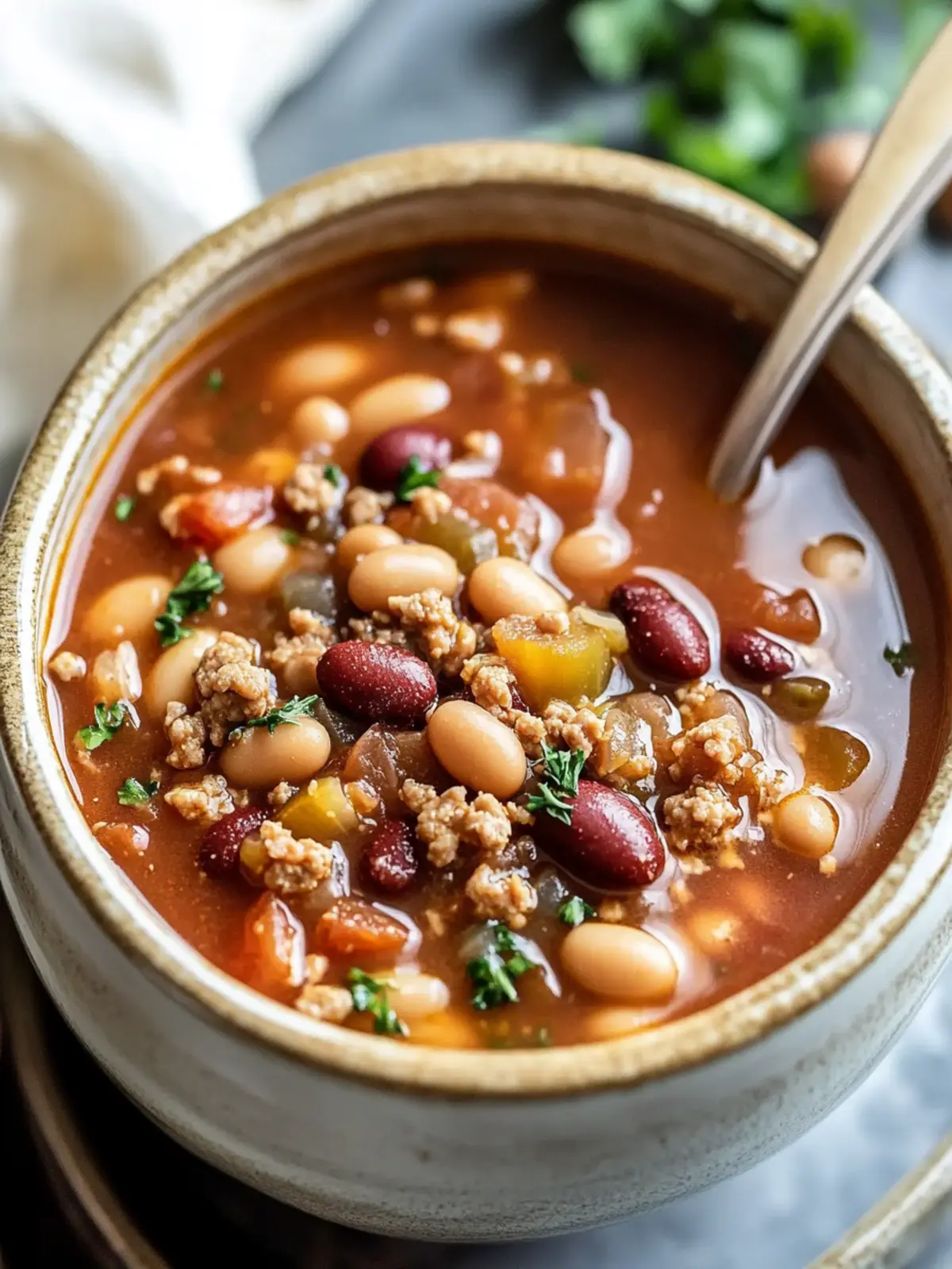 Easy Crock Pot 15 Bean Soup with Ground Turkey