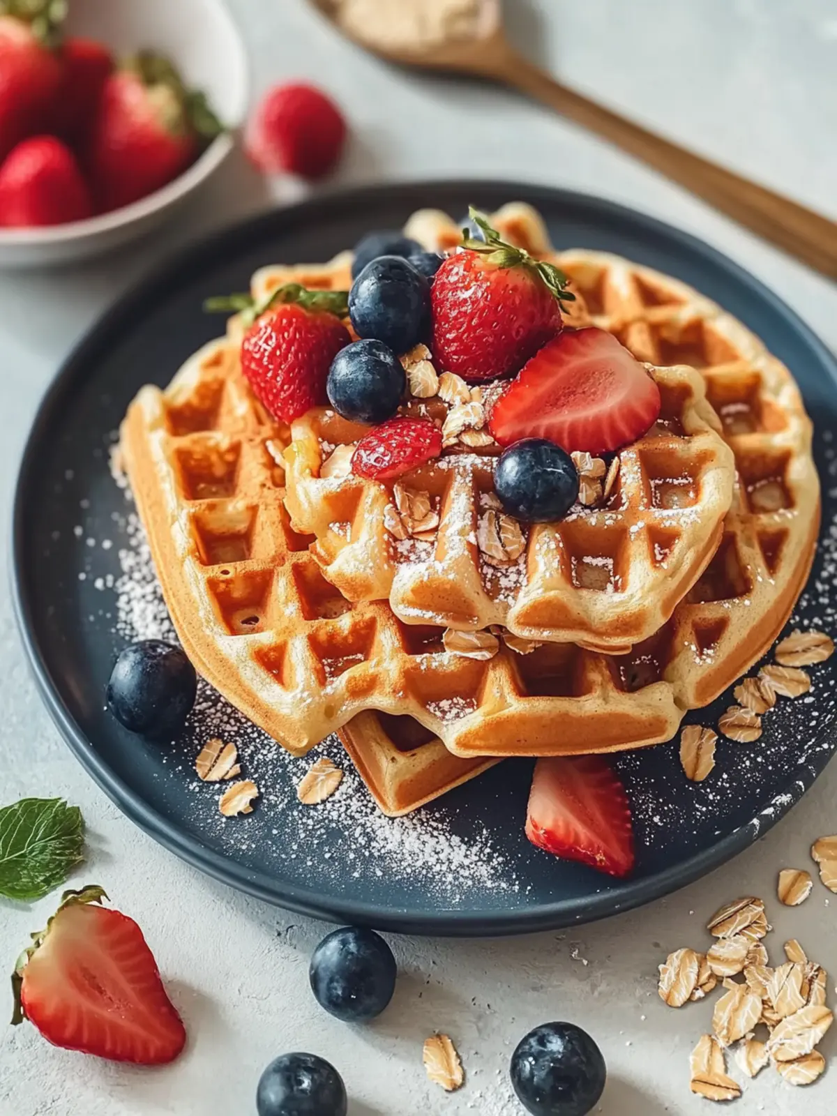 Gluten-Free Cottage Cheese Waffles with Oats