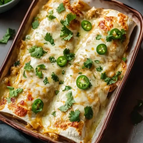Baked Ground Turkey Enchiladas with White Sauce