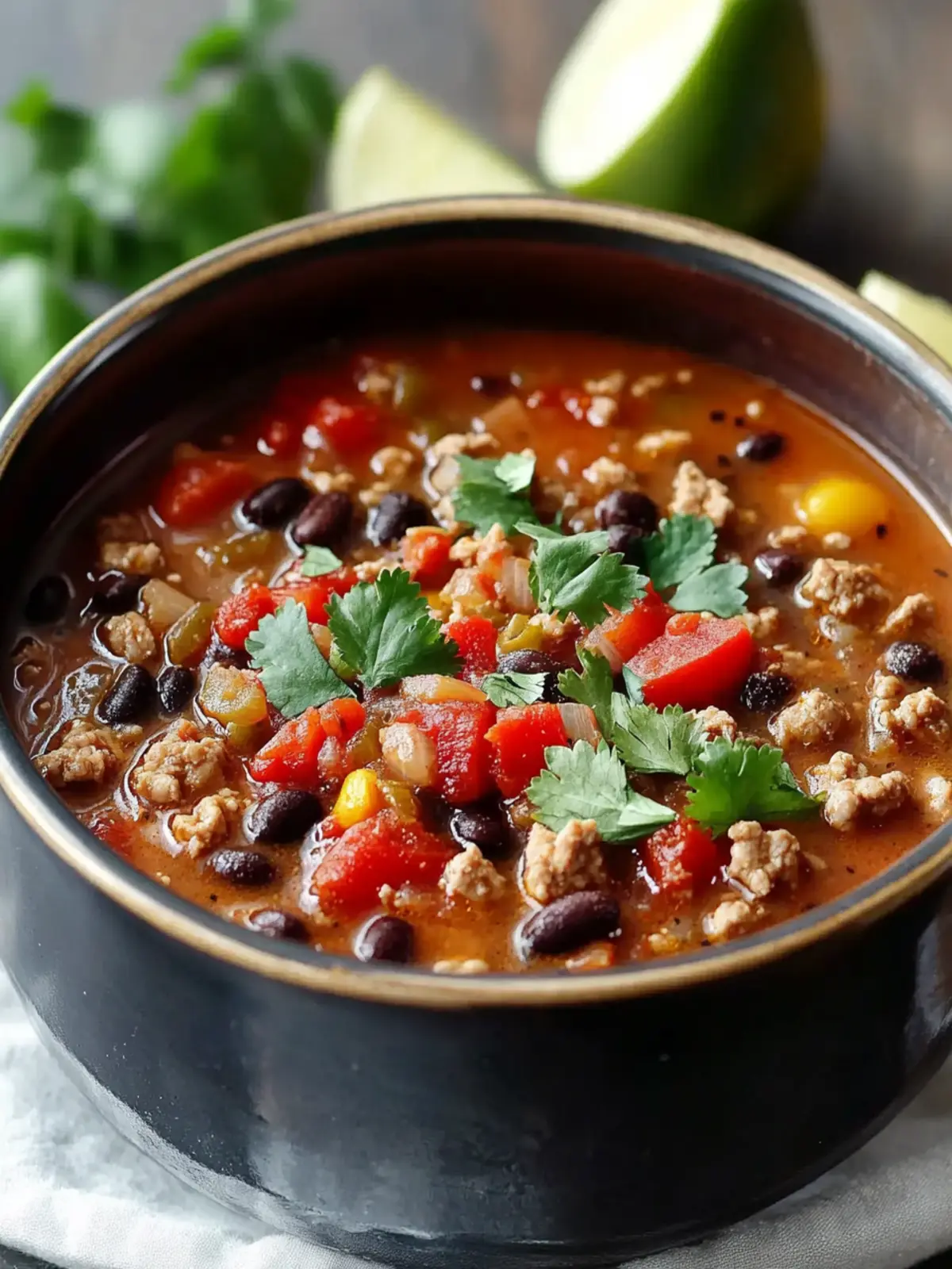 Homemade Ground Turkey and Black Bean Soup