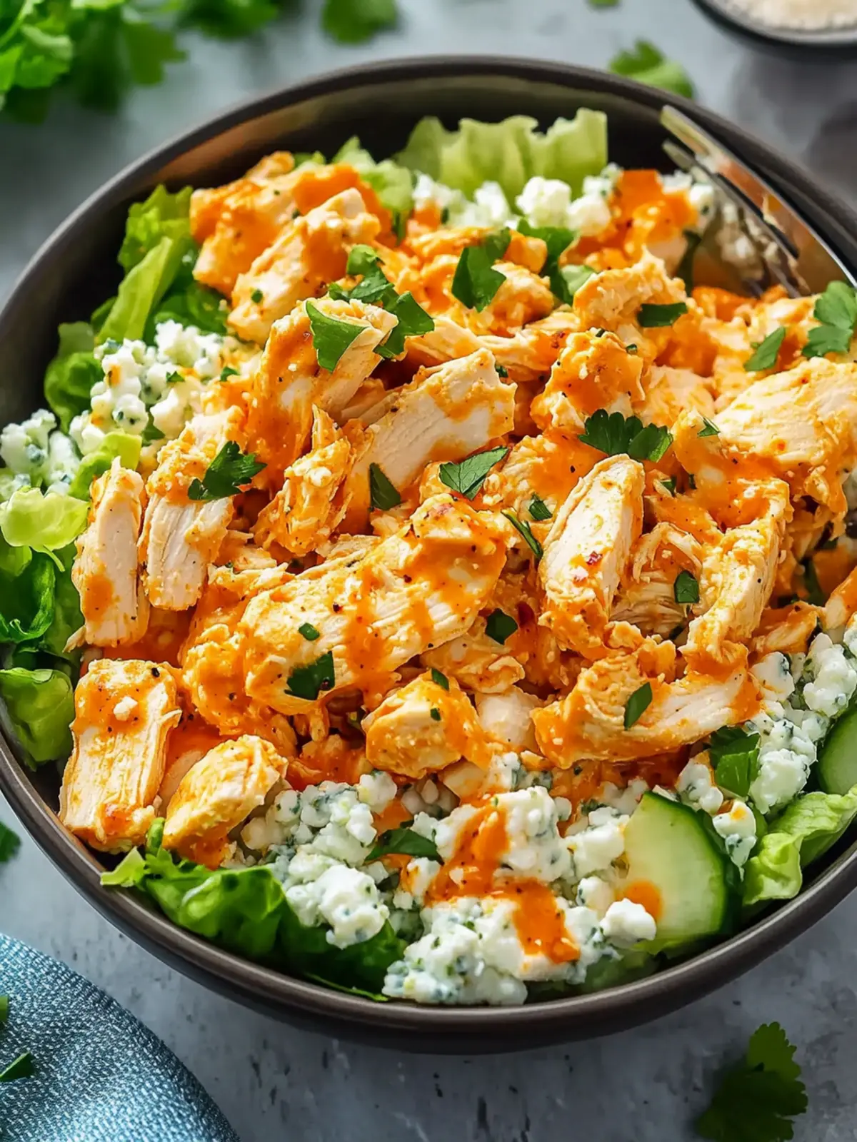 Juicy Buffalo Chicken Salad with Cottage Cheese