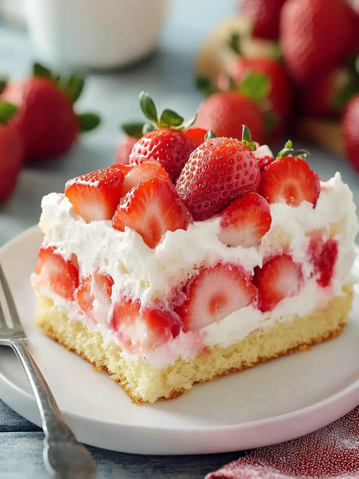 Sweet Strawberry Shortcake Sheet Cake