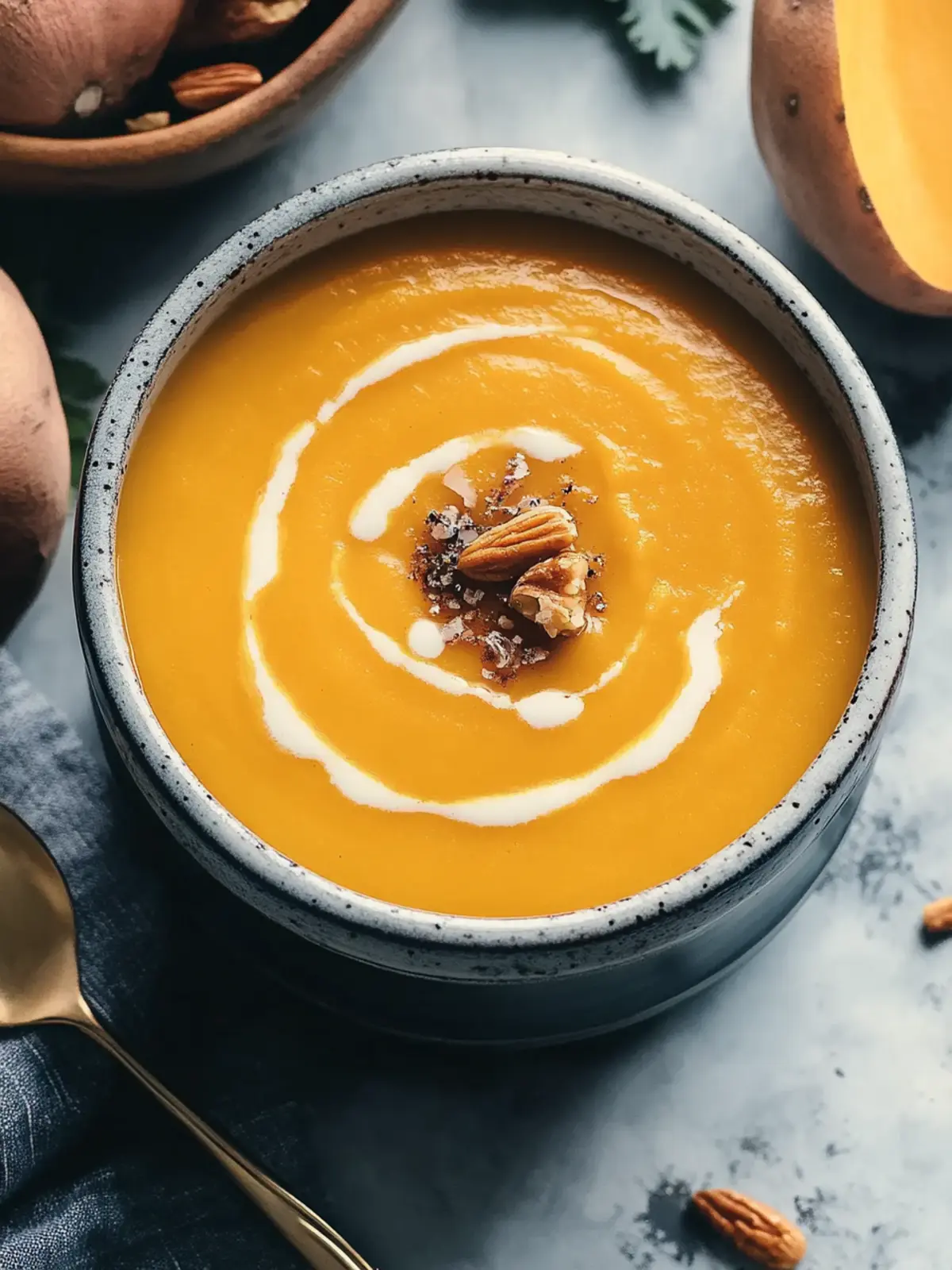 Velvety Butternut Squash Sweet Potato Soup