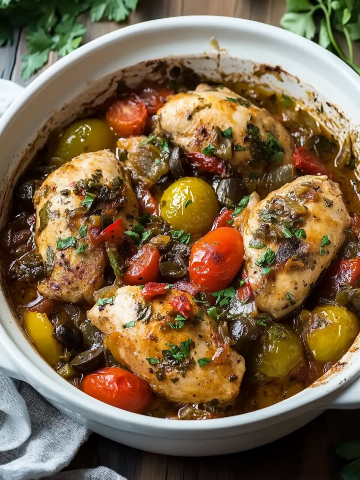 Tender Slow Cooker Mediterranean Chicken