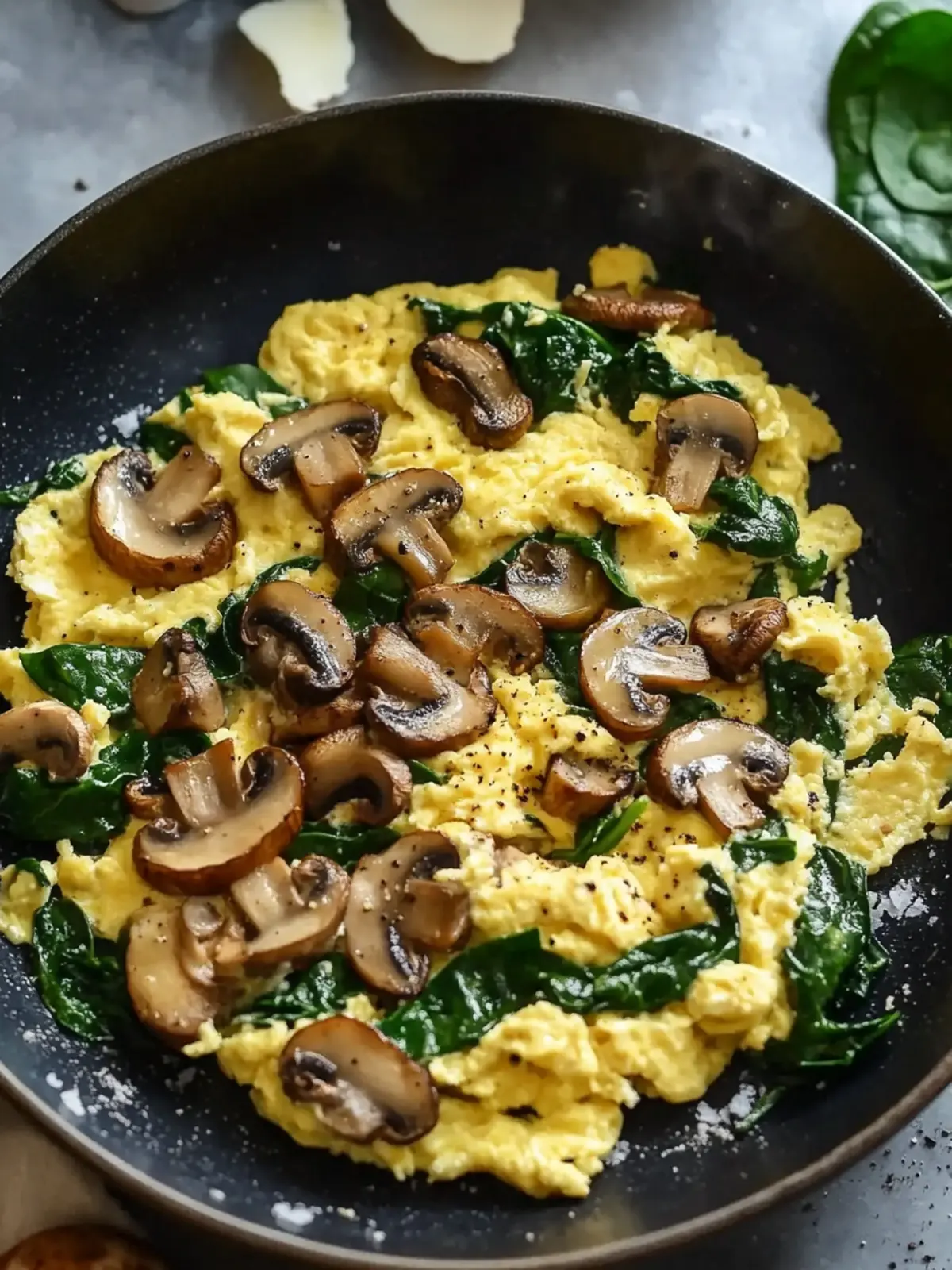 Mushroom Spinach Scrambled Eggs