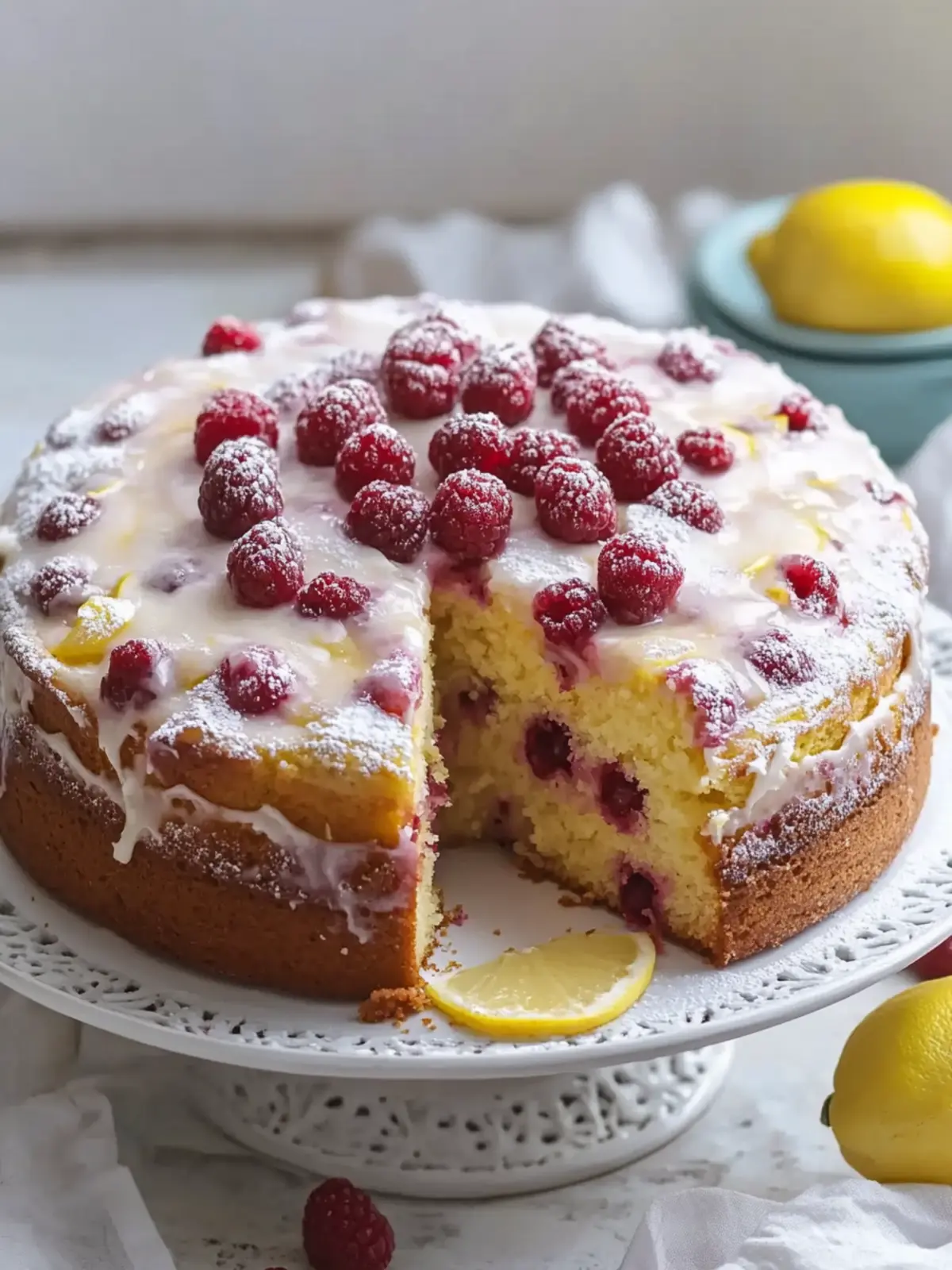 Lemon Raspberry Yogurt Cake