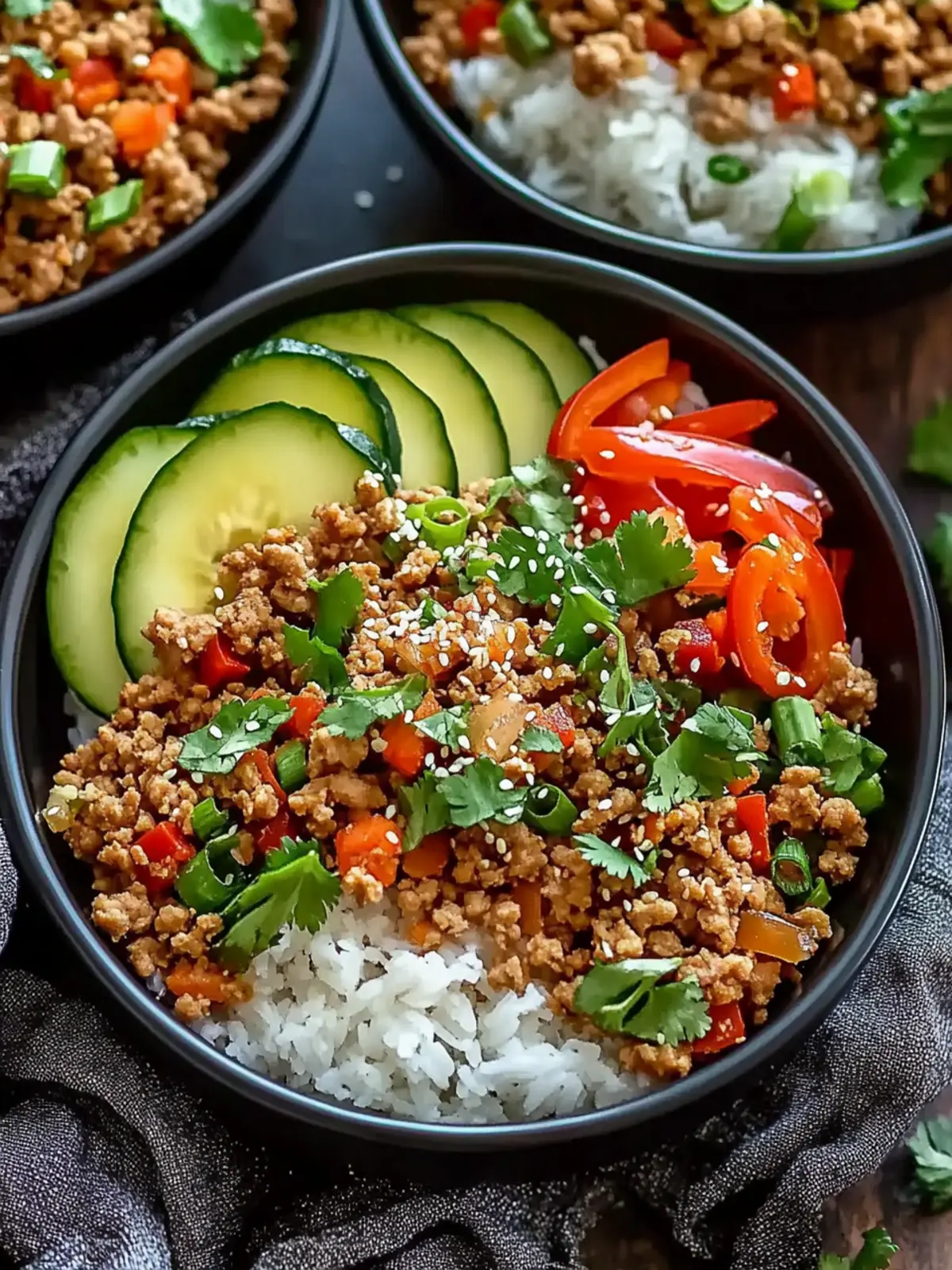 Asian Ground Turkey Bowls