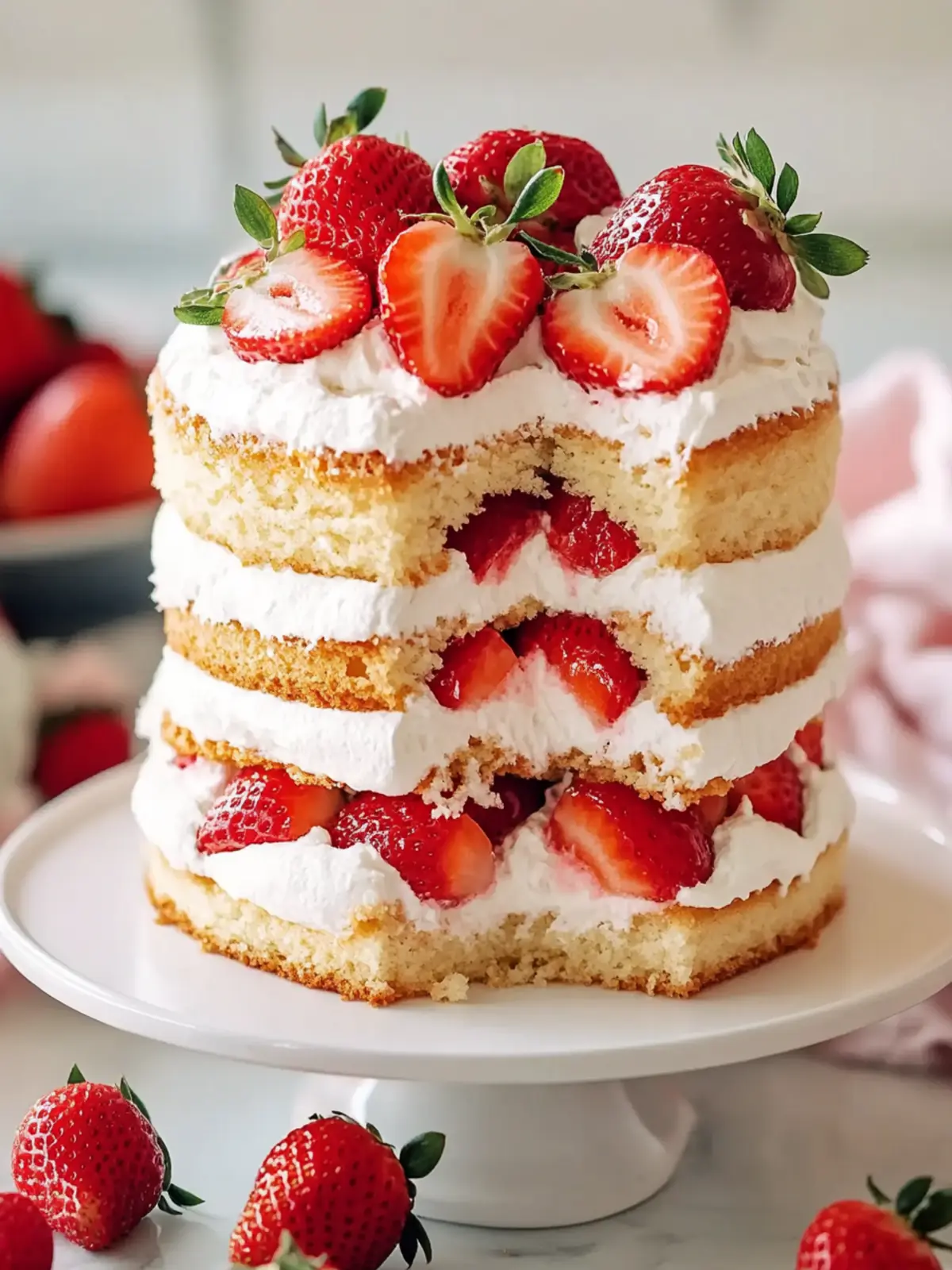 Moist Strawberry Shortcake Cake