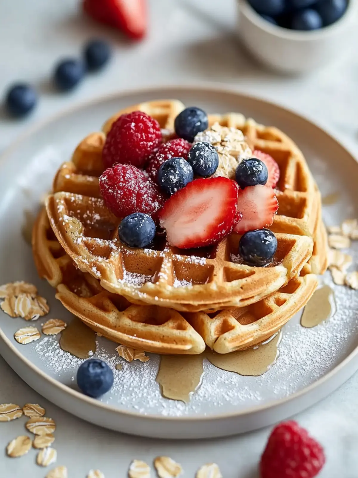 Gluten-Free Cottage Cheese Waffles with Oats