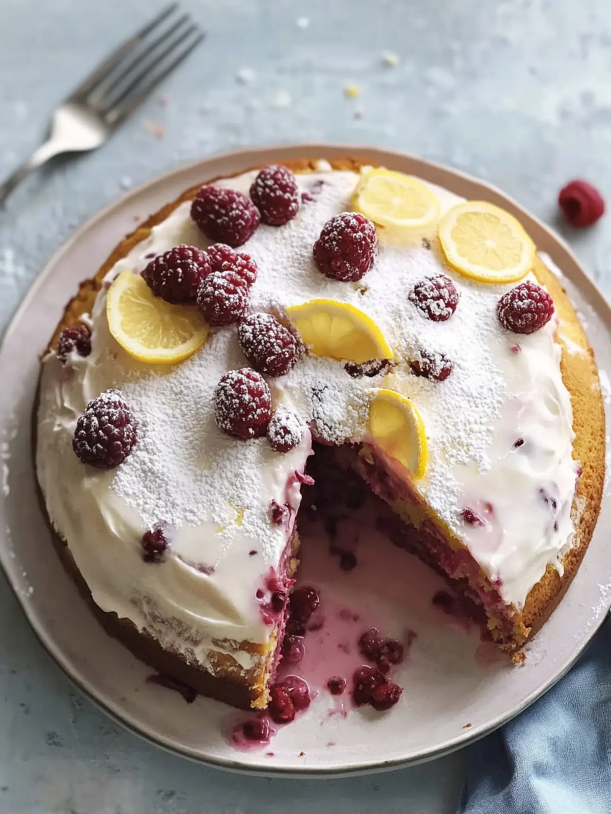 Lemon Raspberry Yogurt Cake