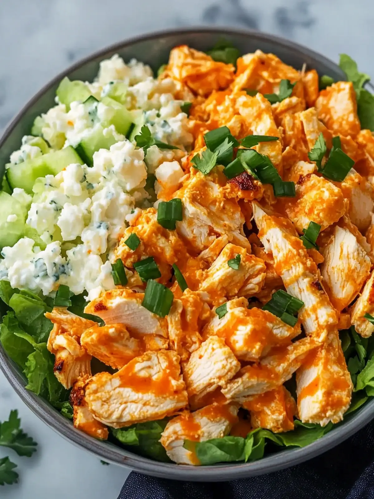 Juicy Buffalo Chicken Salad with Cottage Cheese