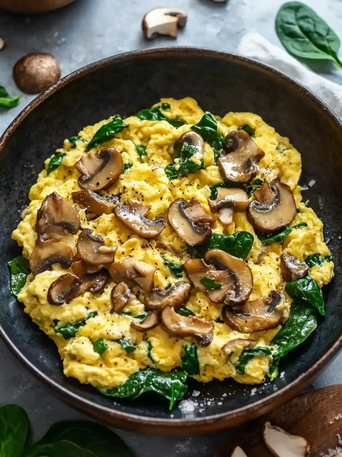 Mushroom Spinach Scrambled Eggs