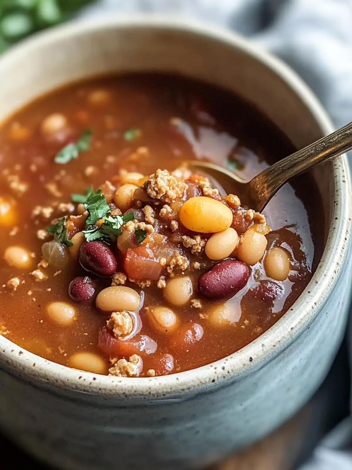 Easy Crock Pot 15 Bean Soup with Ground Turkey