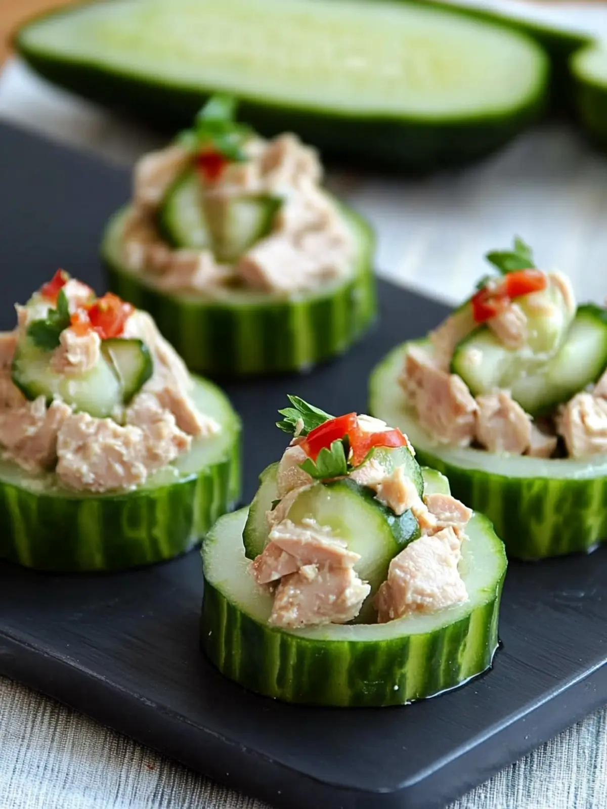 Tuna Salad Cucumber Cups