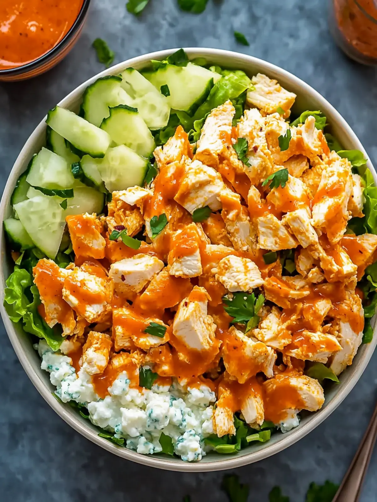 Juicy Buffalo Chicken Salad with Cottage Cheese
