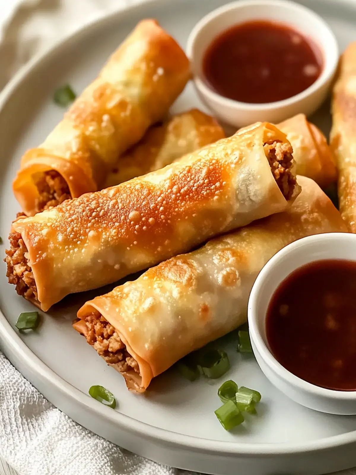 Crispy Baked Egg Rolls with Ground Turkey