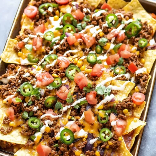 Fully Loaded Ground Beef Nachos (Sheet Pan Nachos)