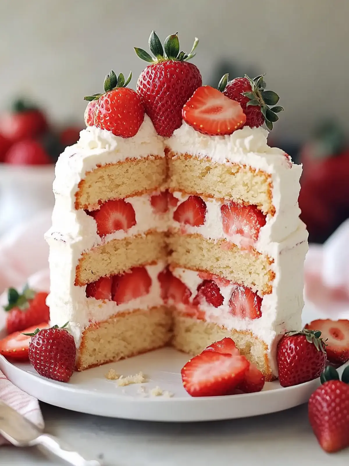 Moist Strawberry Shortcake Cake