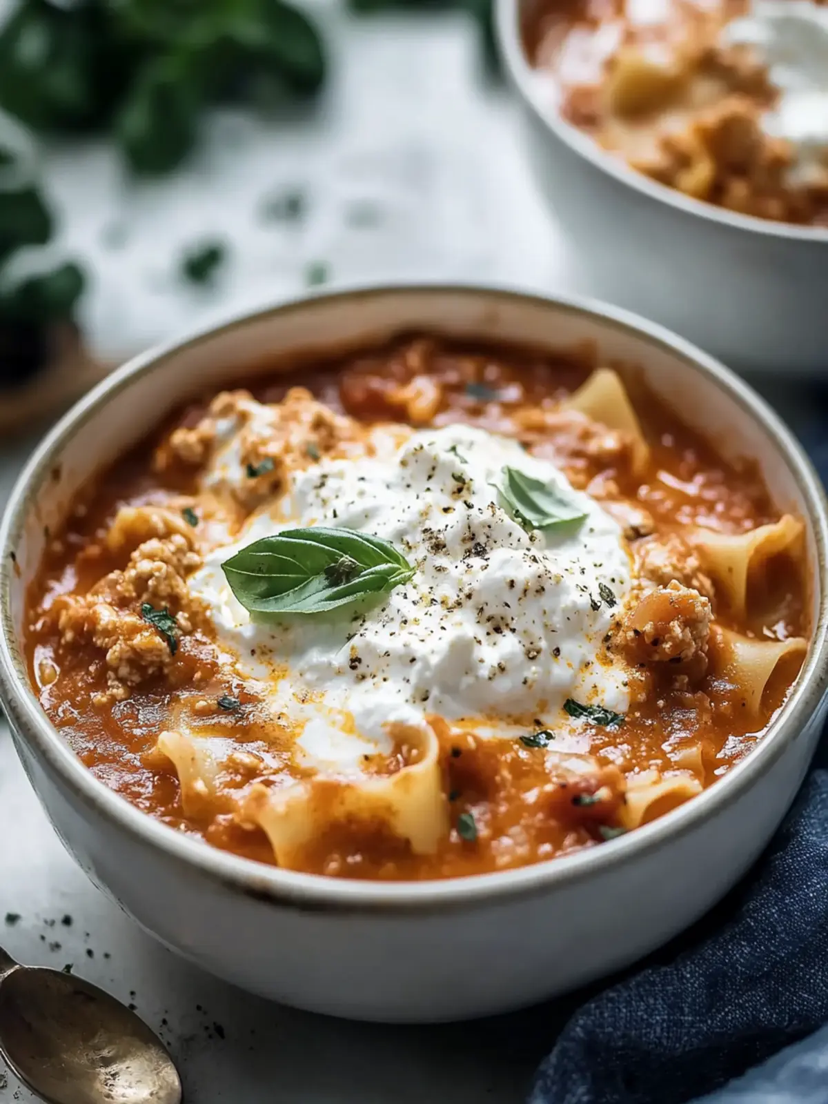 Rich Lasagna Soup with Ricotta