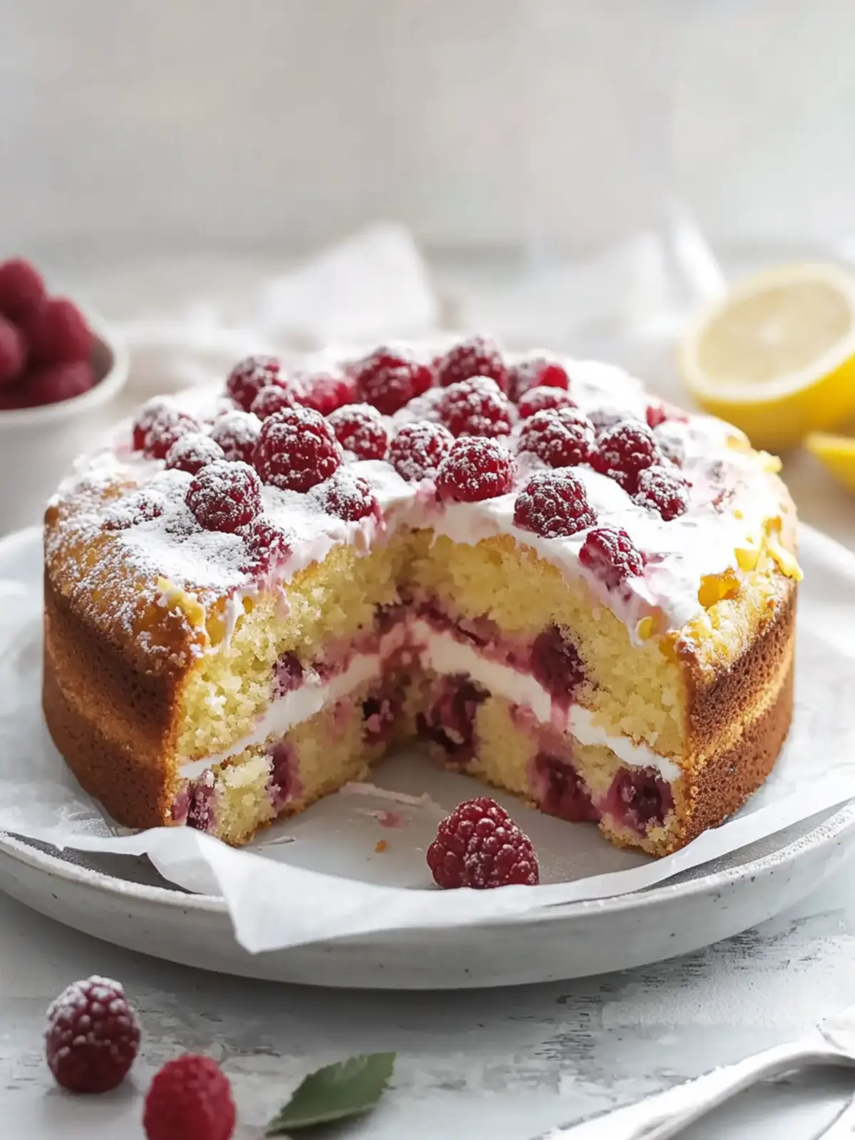 Lemon Raspberry Yogurt Cake