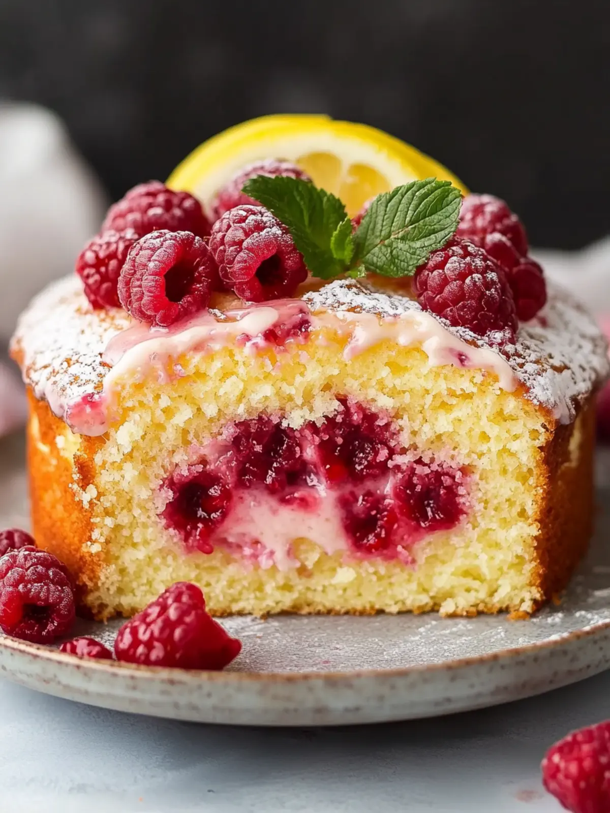Lemon Raspberry Yogurt Cake