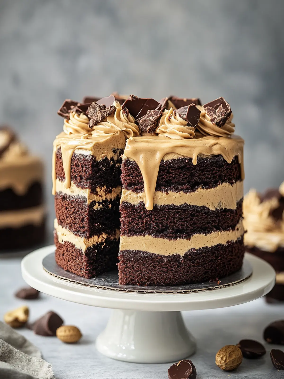 chocolate cake with peanut butter icing