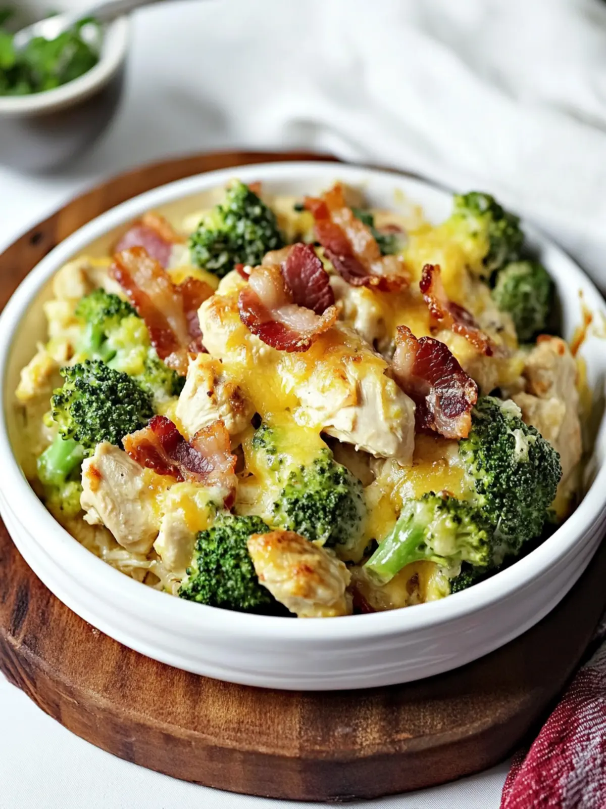 Low Carb Chicken Casserole with Broccoli and Bacon
