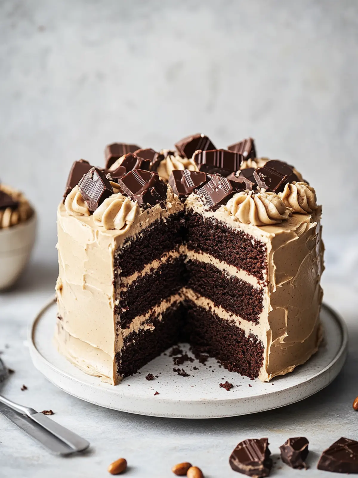 chocolate cake with peanut butter icing