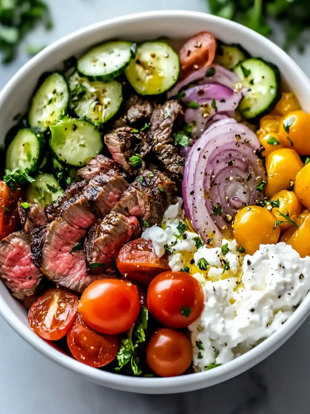 Quick & Easy Mediterranean Steak Bowl Recipe