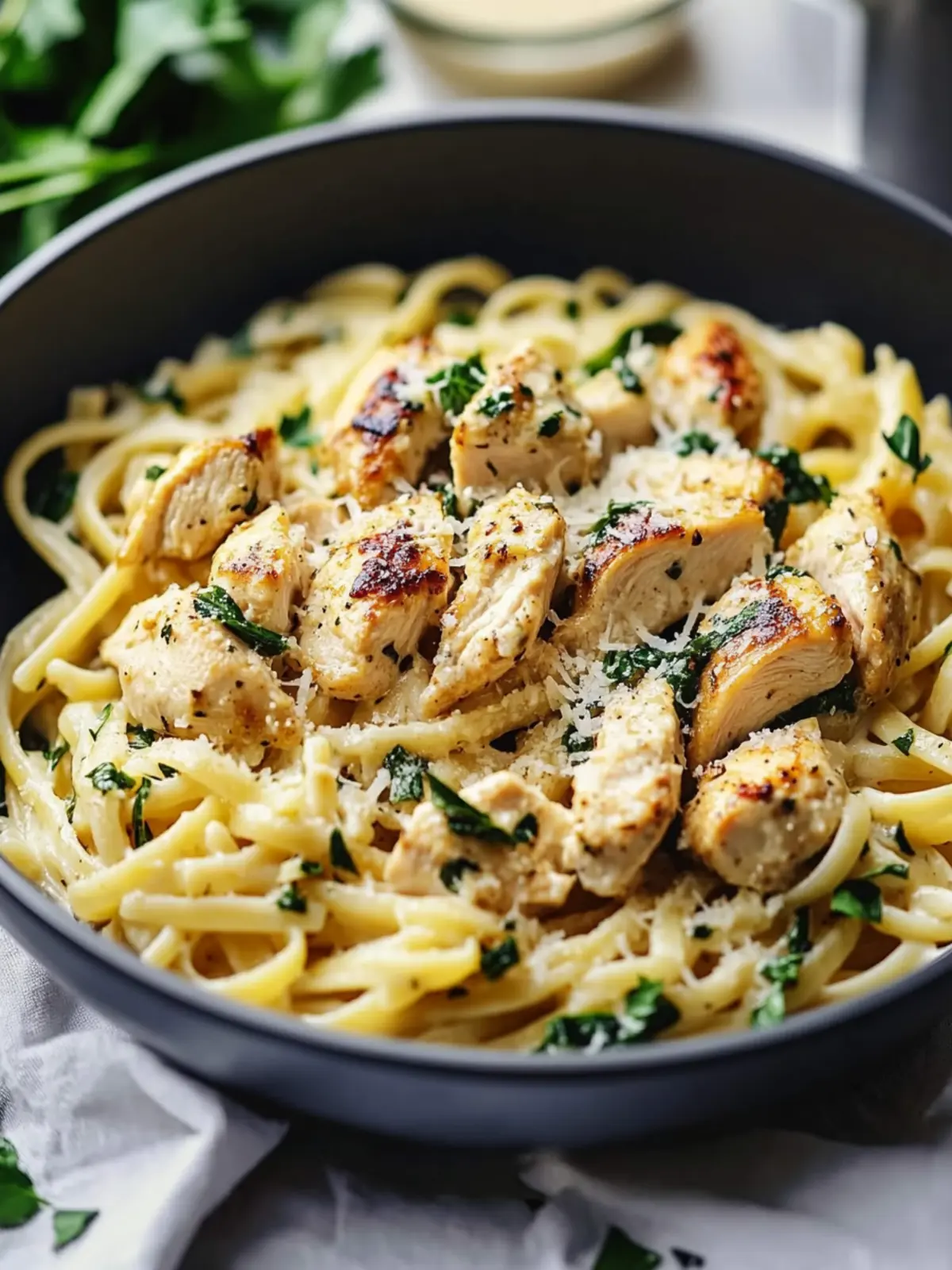 Healthy Garlic Parmesan Chicken Pasta