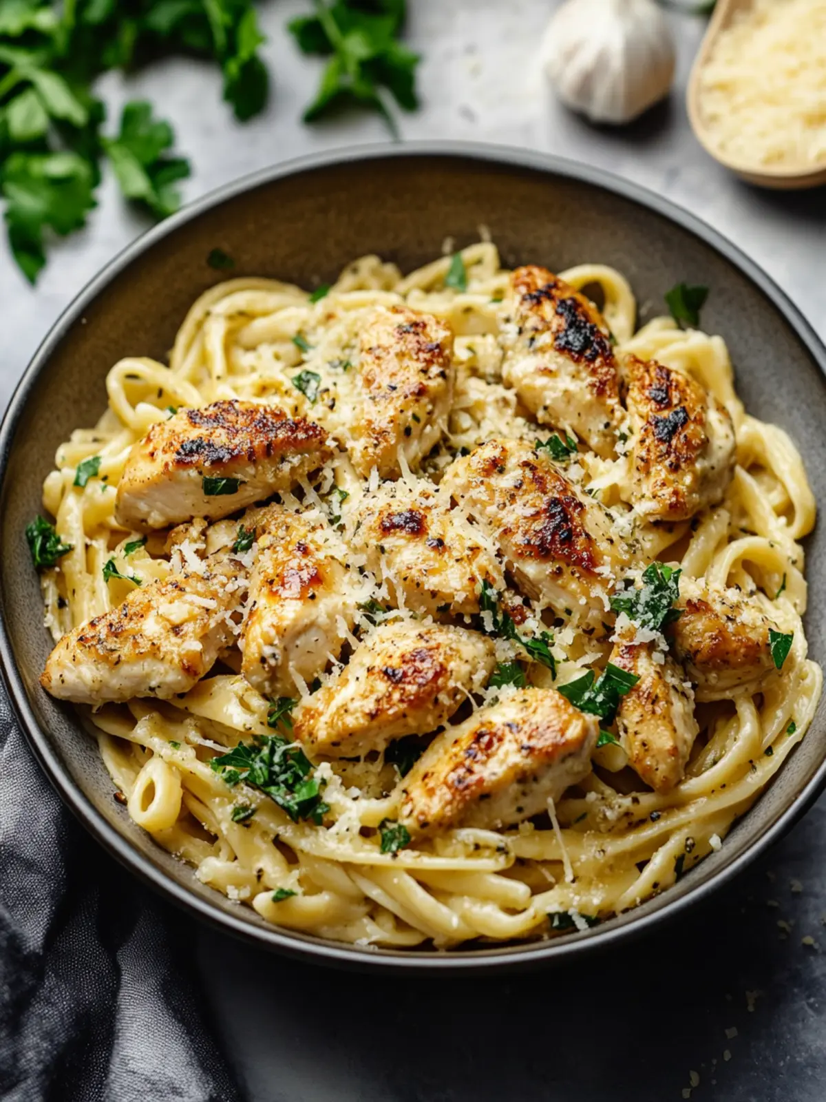 Healthy Garlic Parmesan Chicken Pasta