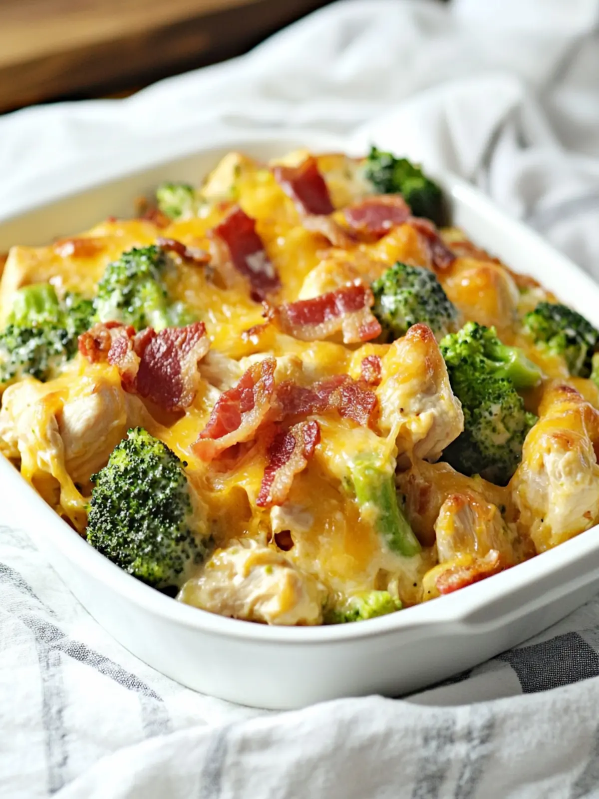 Low Carb Chicken Casserole with Broccoli and Bacon