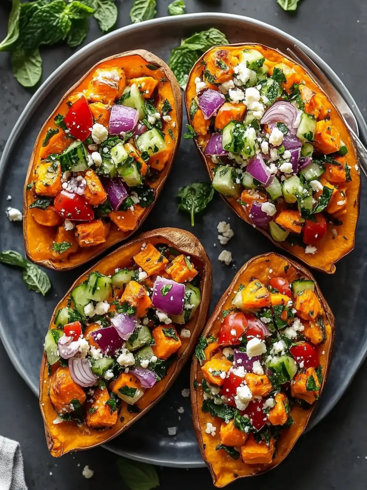 Mediterranean Stuffed Sweet Potatoes