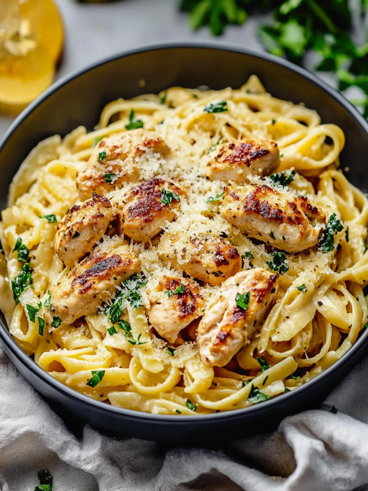 Healthy Garlic Parmesan Chicken Pasta