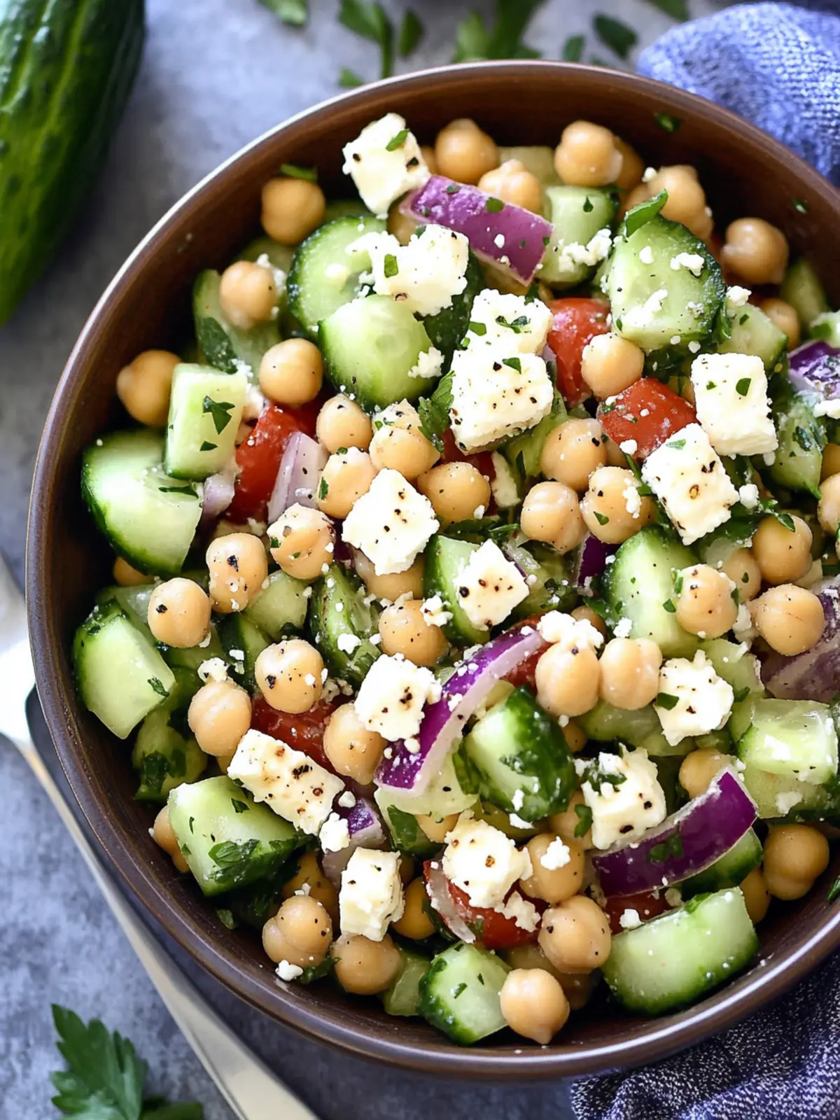 Chickpea Cucumber Feta Salad