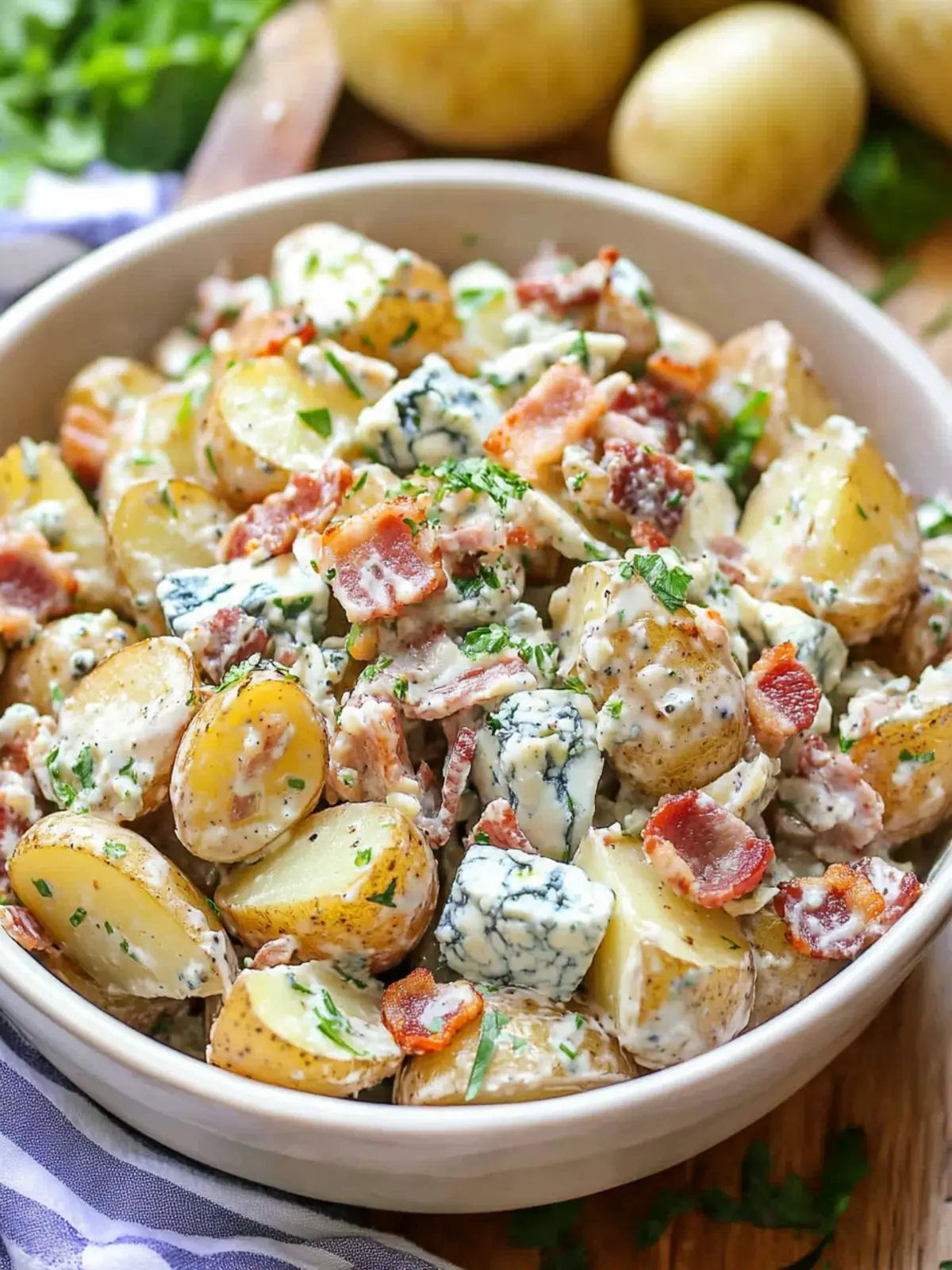 Bacon Blue Cheese Potato Salad - Creamy & Crunchy Crowd-Pleaser