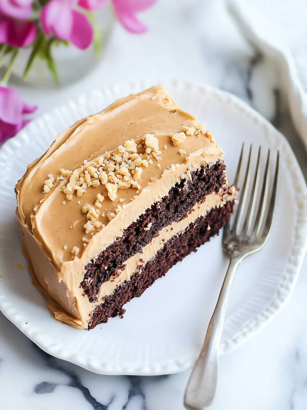 chocolate cake with peanut butter icing