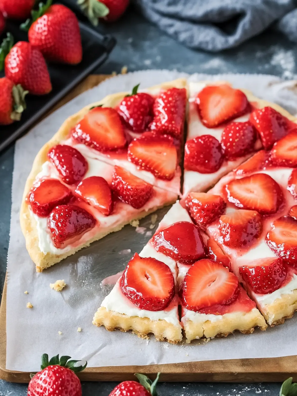 Strawberry Fruit Pizza (With Glazed Strawberries)