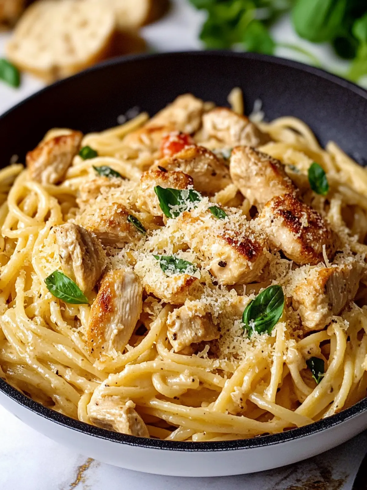 Healthy Garlic Parmesan Chicken Pasta