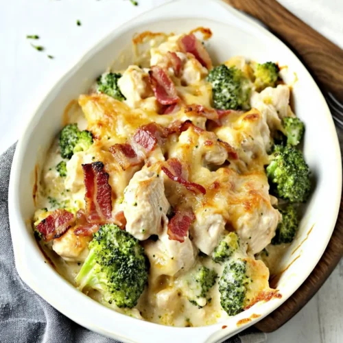 Low Carb Chicken Casserole with Broccoli and Bacon