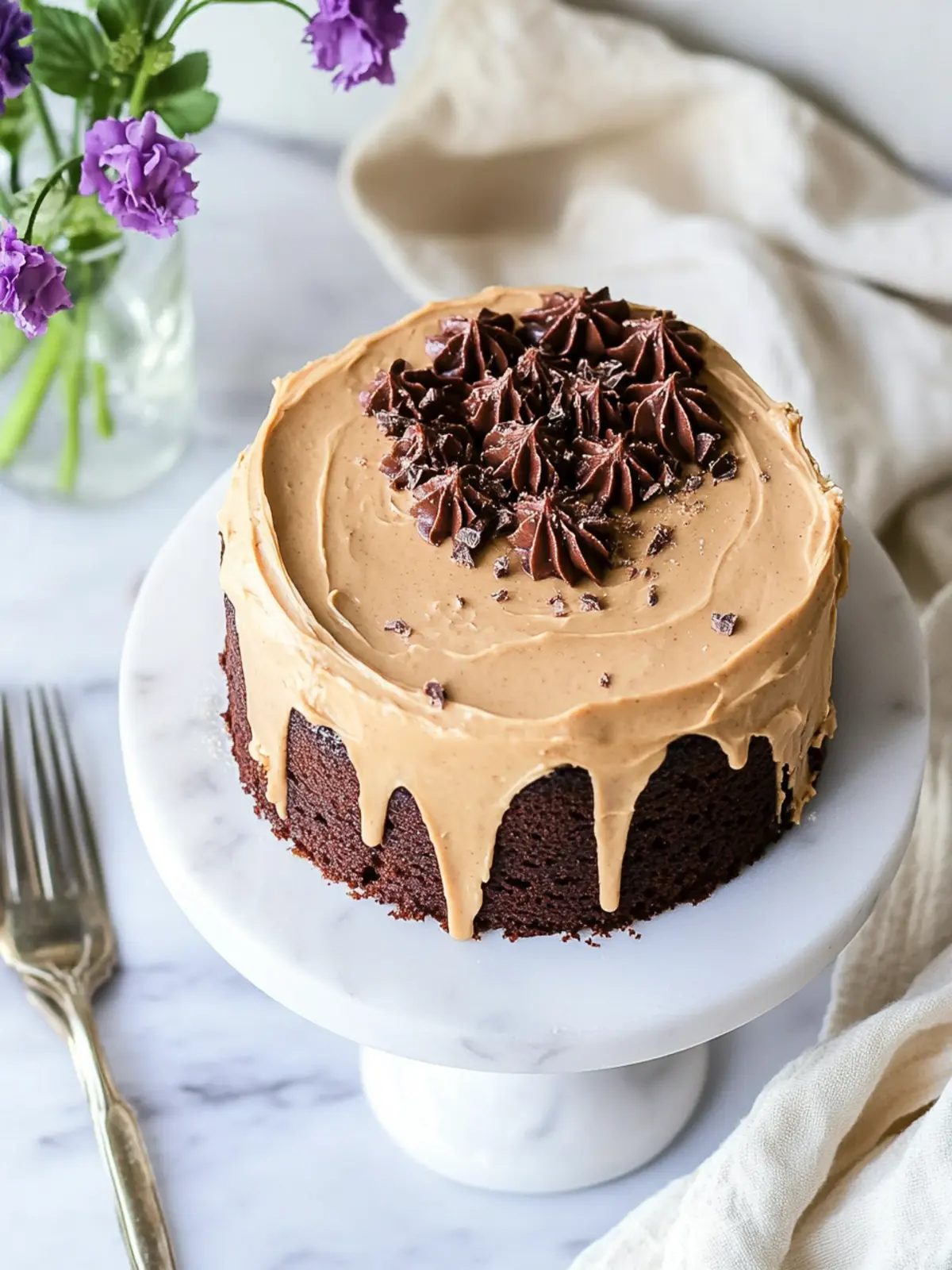 chocolate cake with peanut butter icing