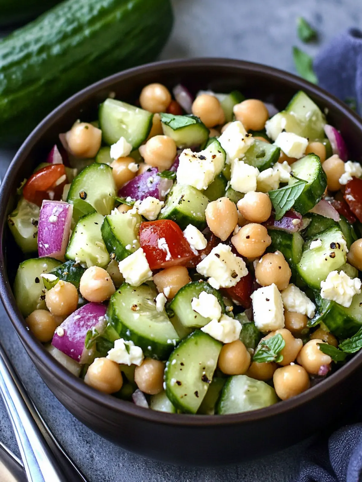 Chickpea Cucumber Feta Salad