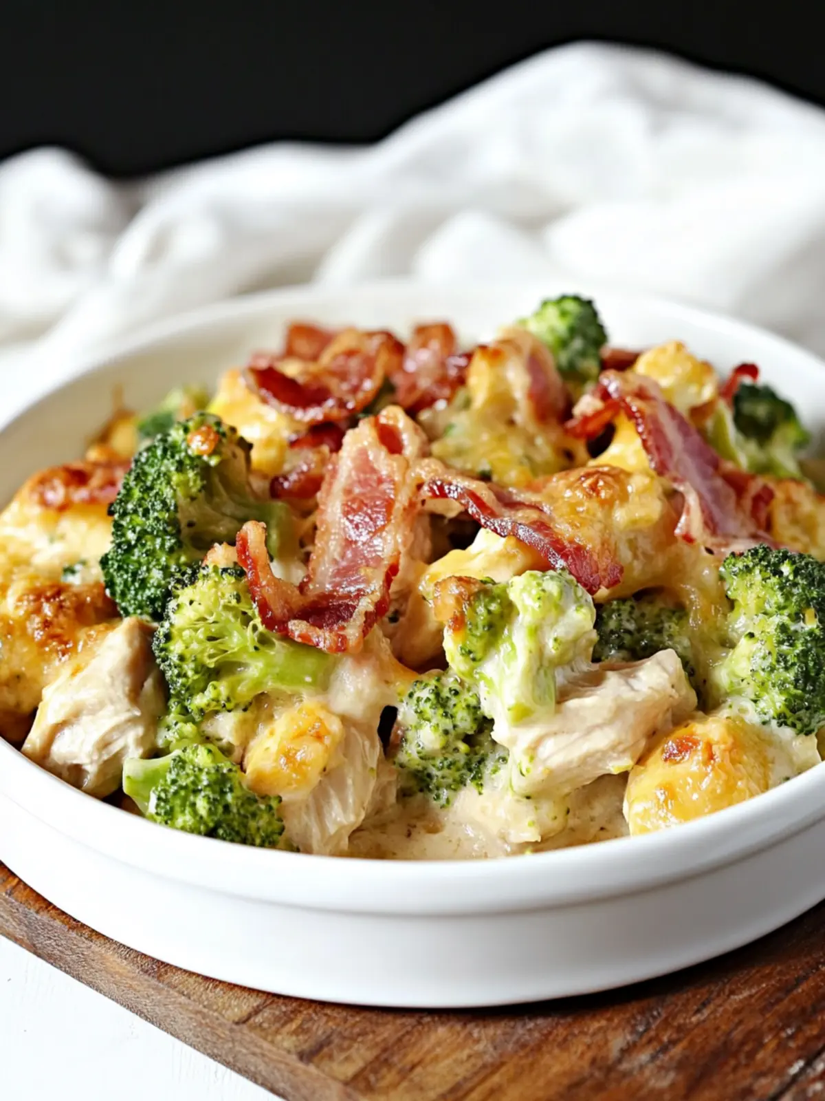 Low Carb Chicken Casserole with Broccoli and Bacon