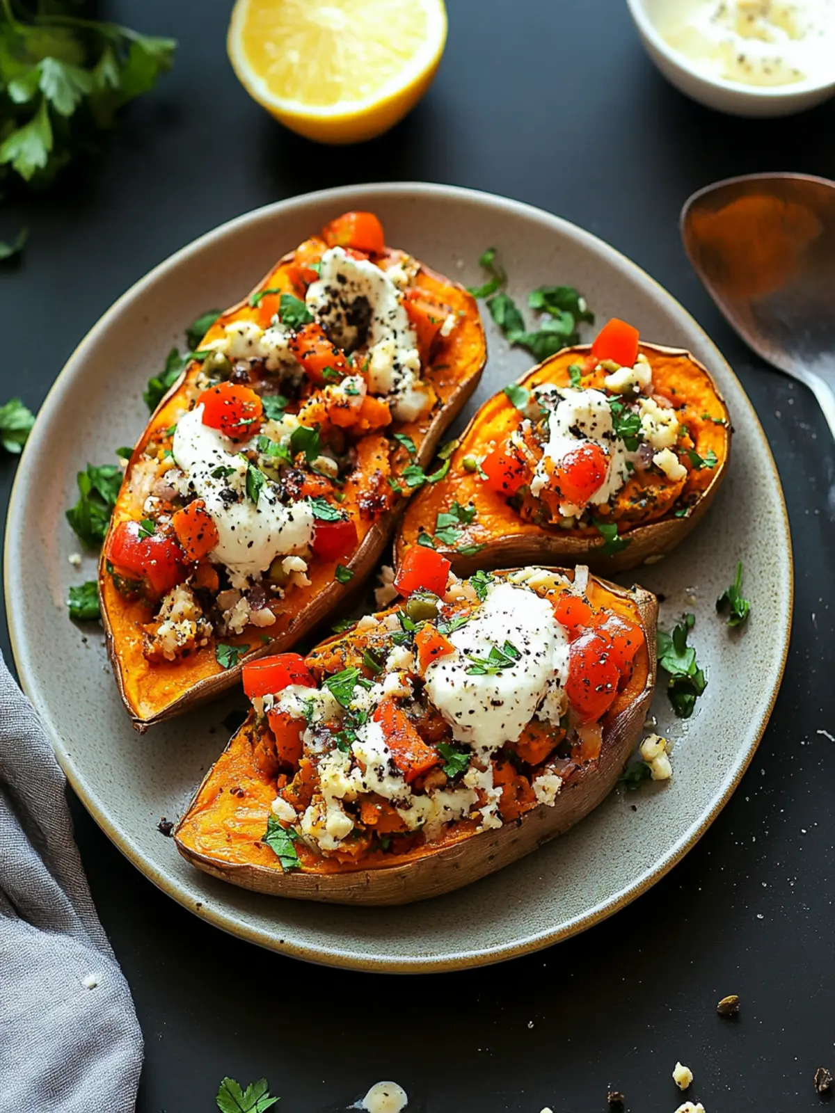 Mediterranean Stuffed Sweet Potatoes