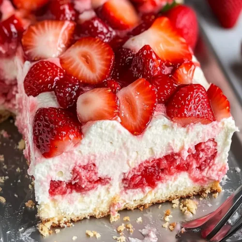 strawberry cheesecake poke cake