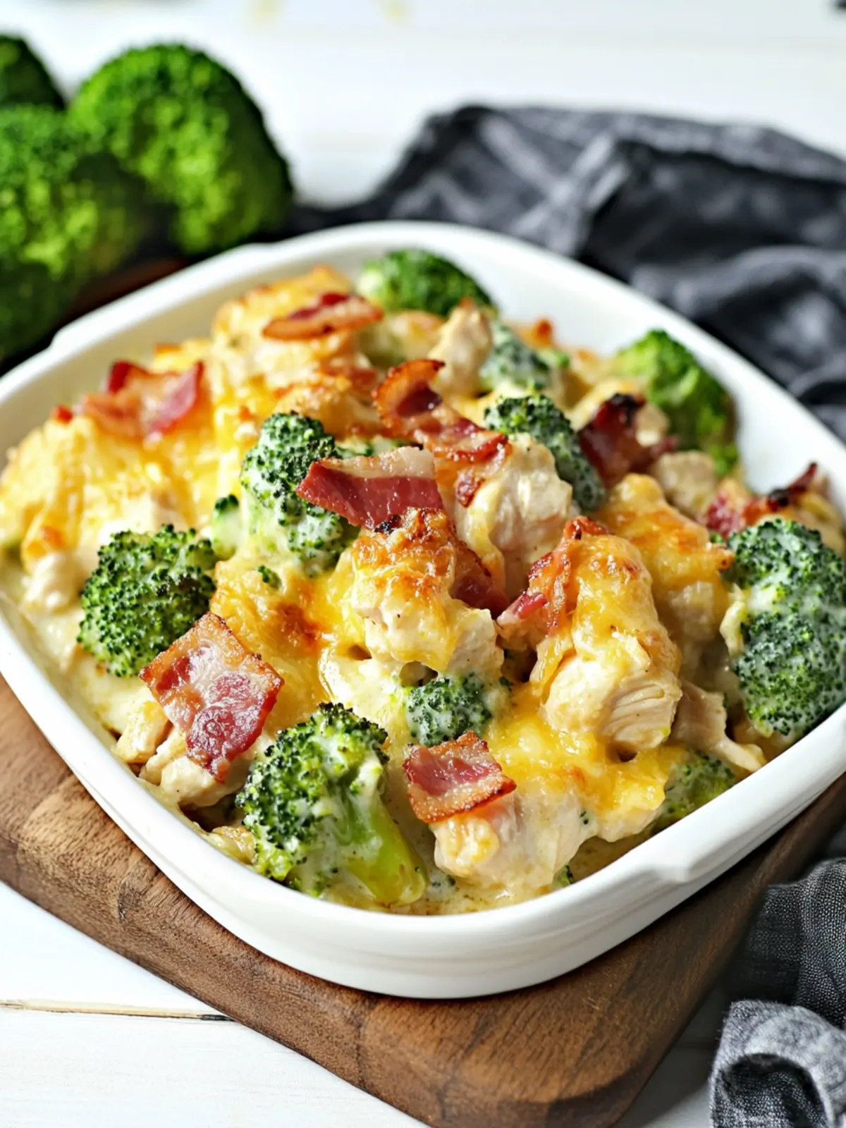 Low Carb Chicken Casserole with Broccoli and Bacon