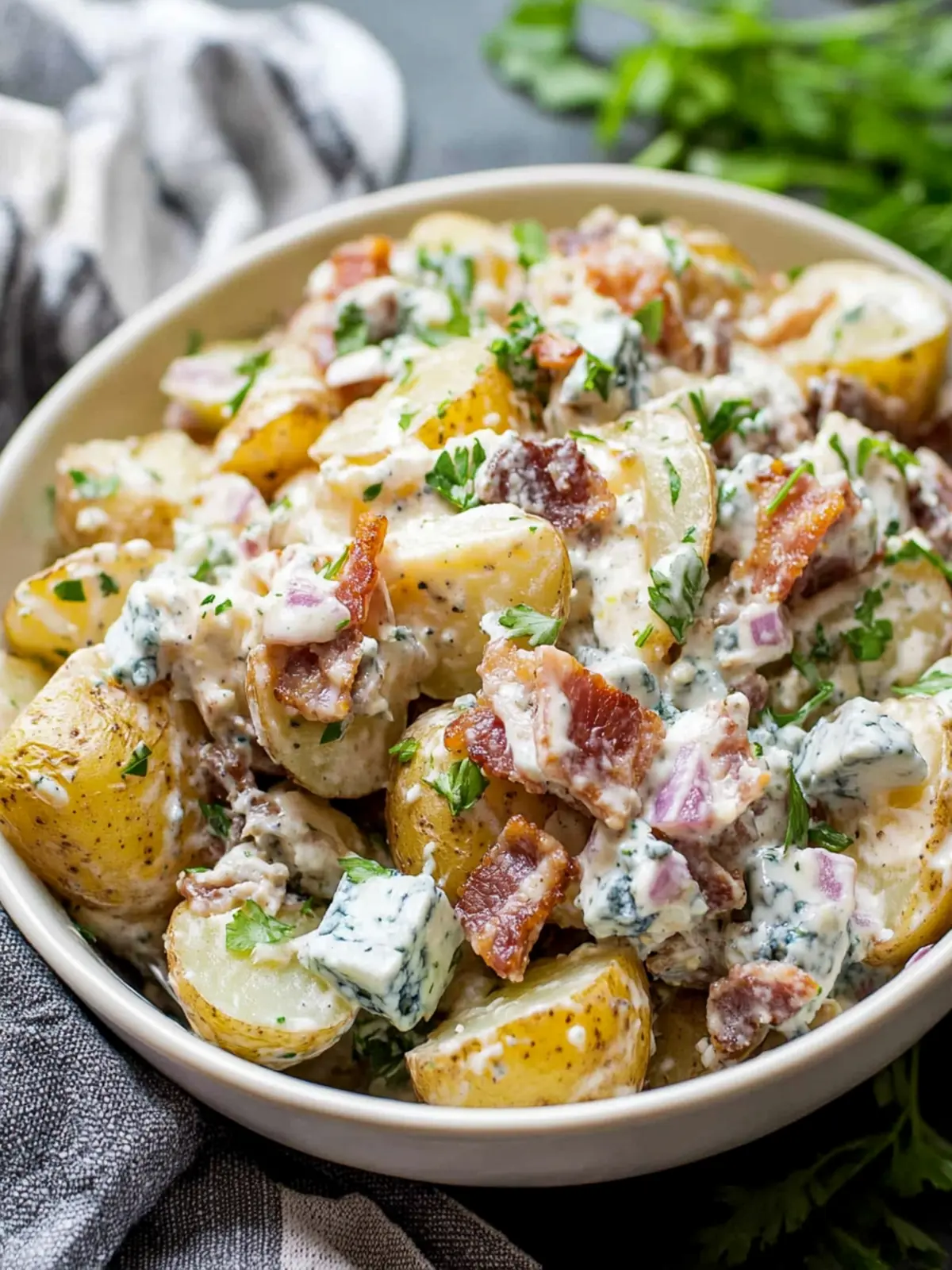 Bacon Blue Cheese Potato Salad - Creamy & Crunchy Crowd-Pleaser