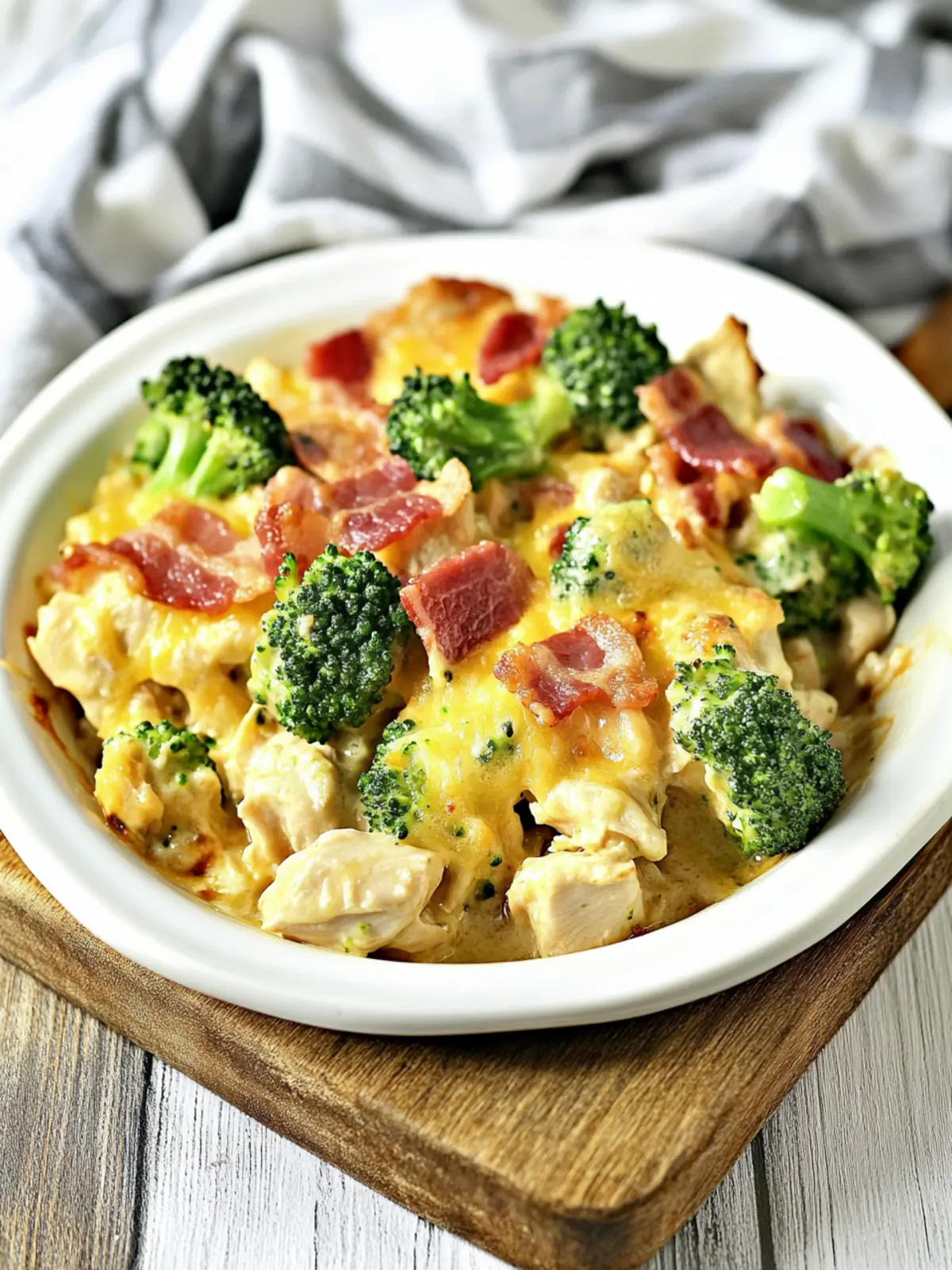 Low Carb Chicken Casserole with Broccoli and Bacon