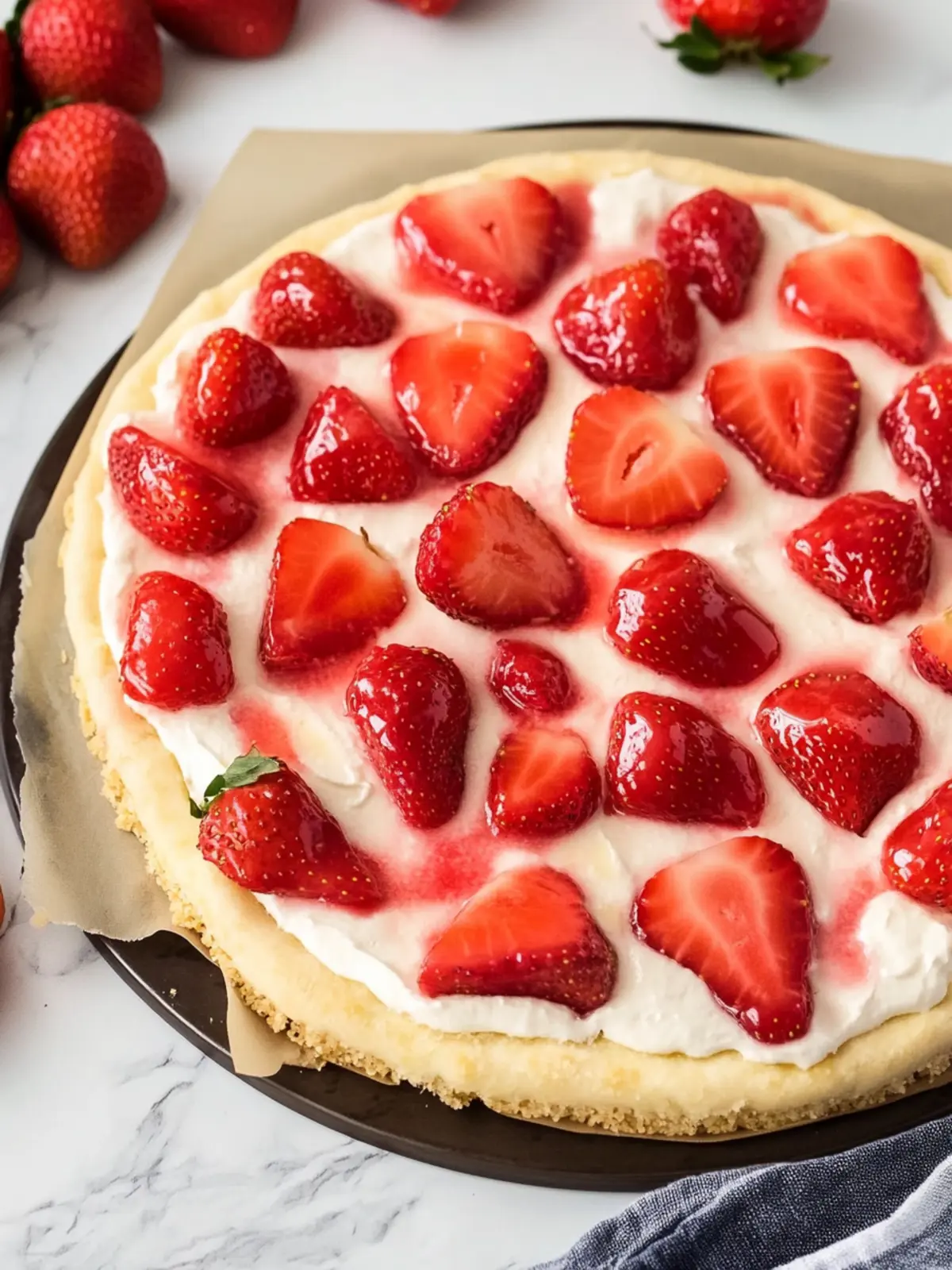 Strawberry Fruit Pizza (With Glazed Strawberries)
