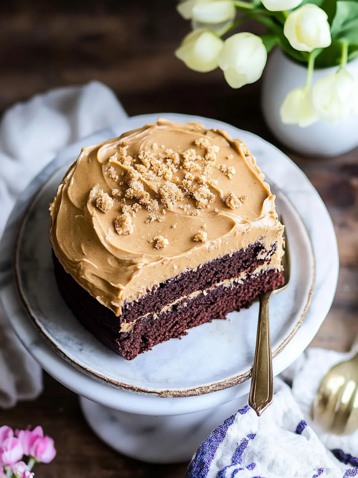 chocolate cake with peanut butter icing